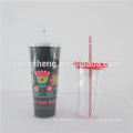 24oz Plastic Tumbler,Plastic Double Wall Straw Cup,plastic tumbler double wall straw